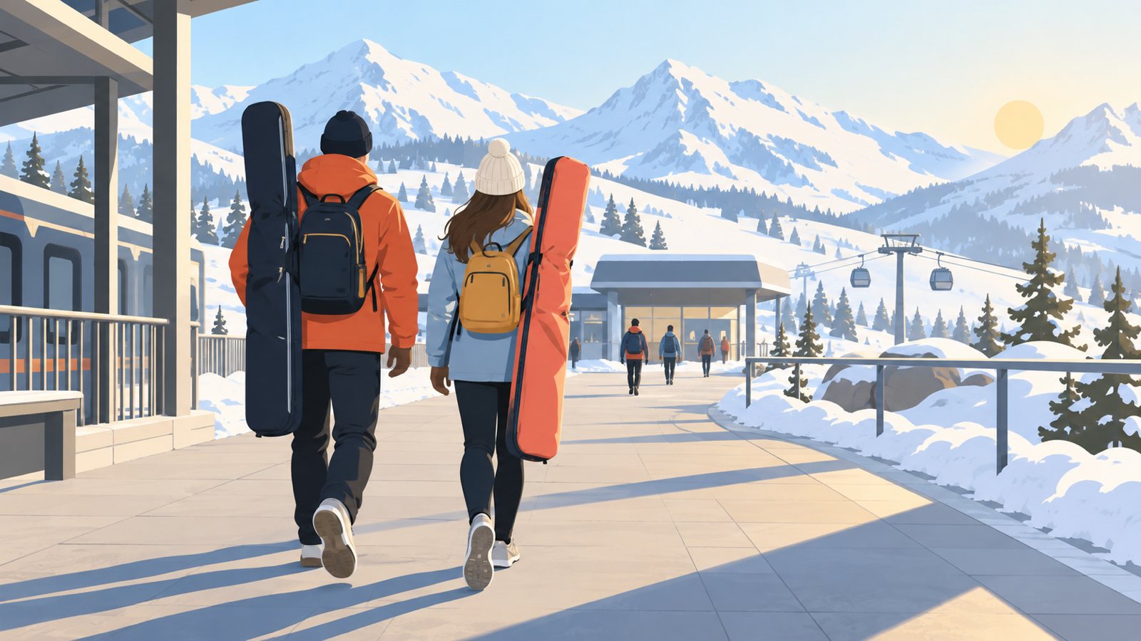 Иллюстрация к материалу: Вышли на станции «Роза Хутор» с лыжами: куда идти до канатки